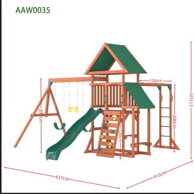 ​AAW035 Wooden Swing Set and Monkey Bar Playset – The Ultimate Backyard Adventure Park!